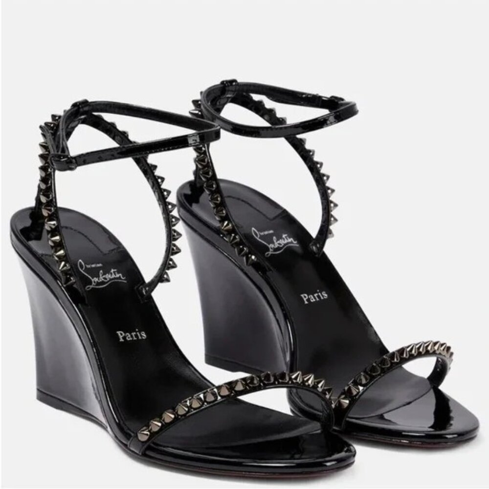 New Size 41 Christian Louboutin So Me Wedge Sandals Black